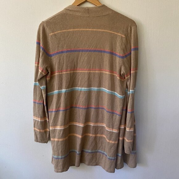 J.Jill Cardigan Womens Small Sweater Striped Open Front Linen Blend Long Line - Picture 7 of 8